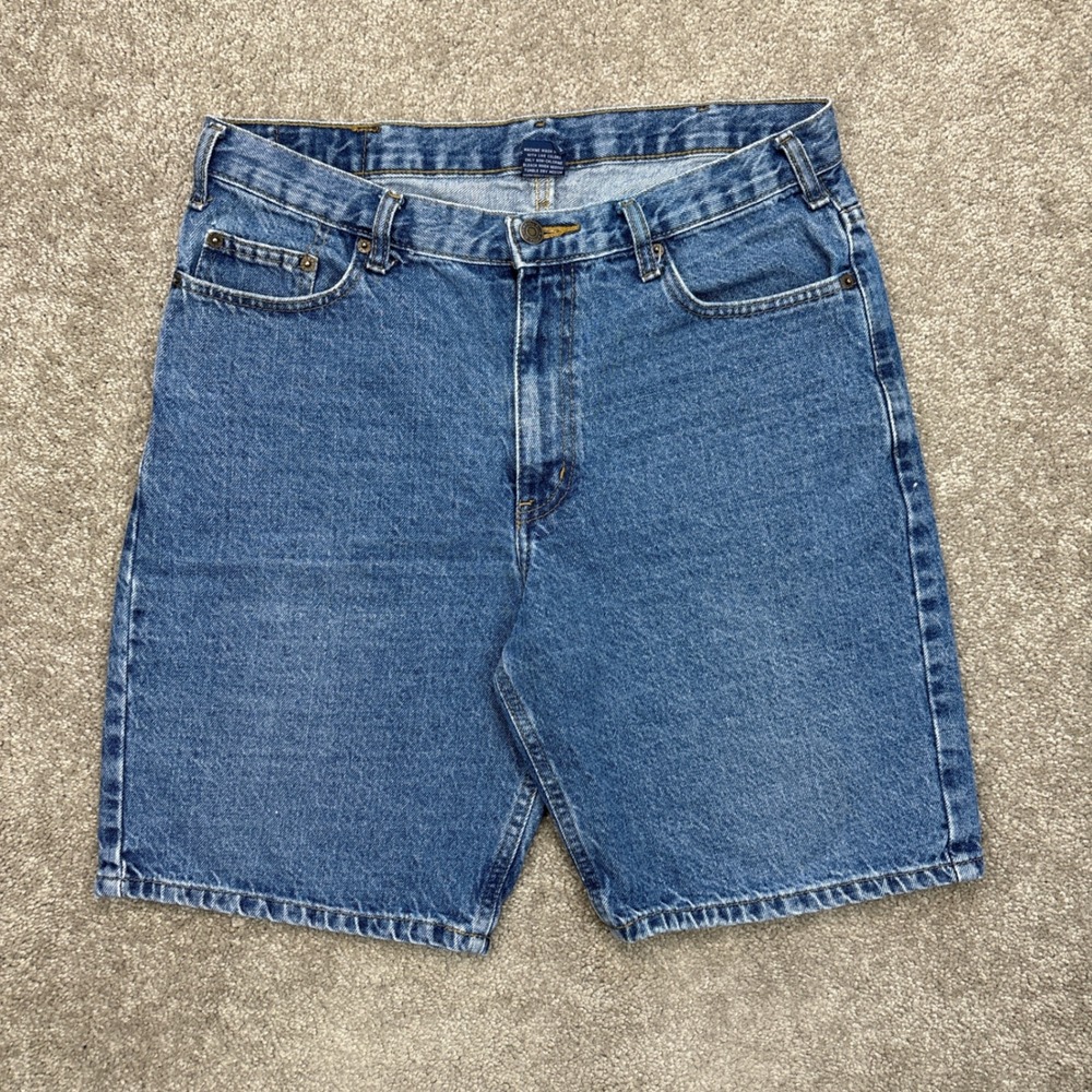 Vintage Y2K Full Blue Denim Jean Shorts Jorts Size 34